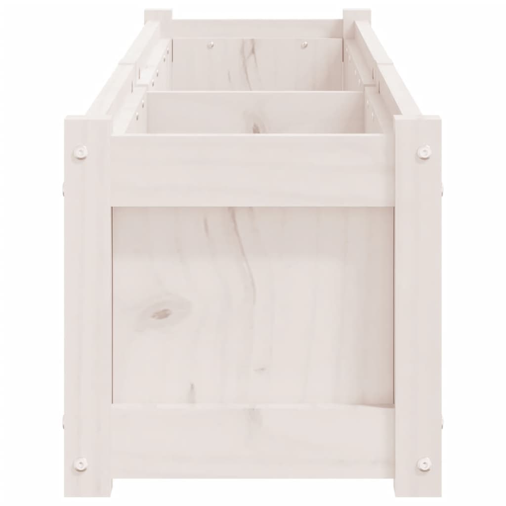 vidaXL Jardiniere de grădină, 2 buc., alb, lemn masiv de pin
