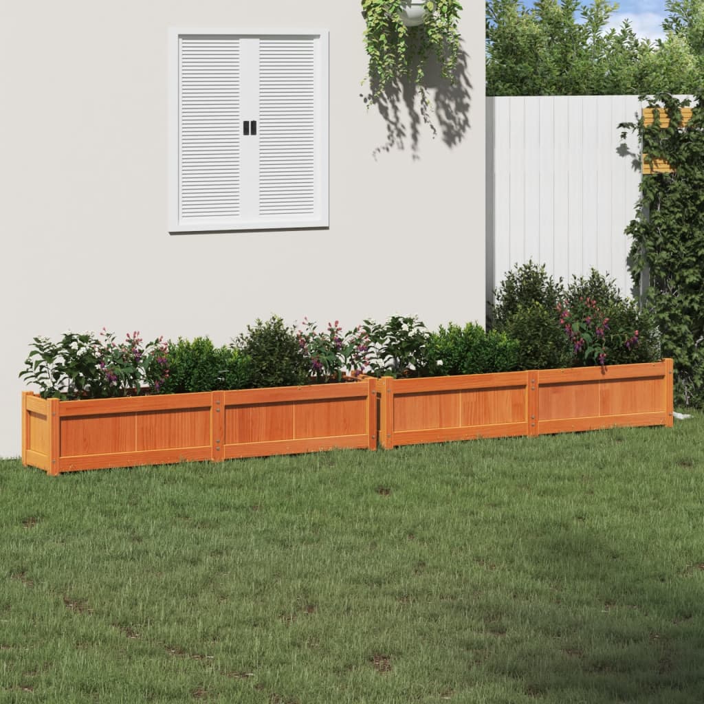 vidaXL Jardiniere de grădină, 2 buc., maro ceruit, lemn masiv de pin vidaXL Jardiniere de grădină, 2 buc., maro ceruit, lemn masiv de pin