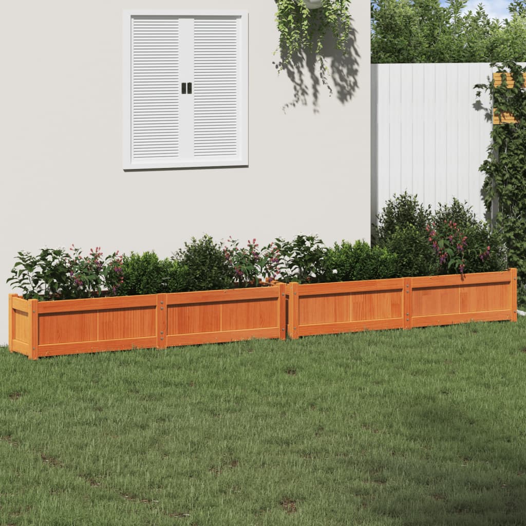 vidaXL Jardiniere de grădină, 2 buc., maro ceruit, lemn masiv de pin vidaXL Jardiniere de grădină, 2 buc., maro ceruit, lemn masiv de pin
