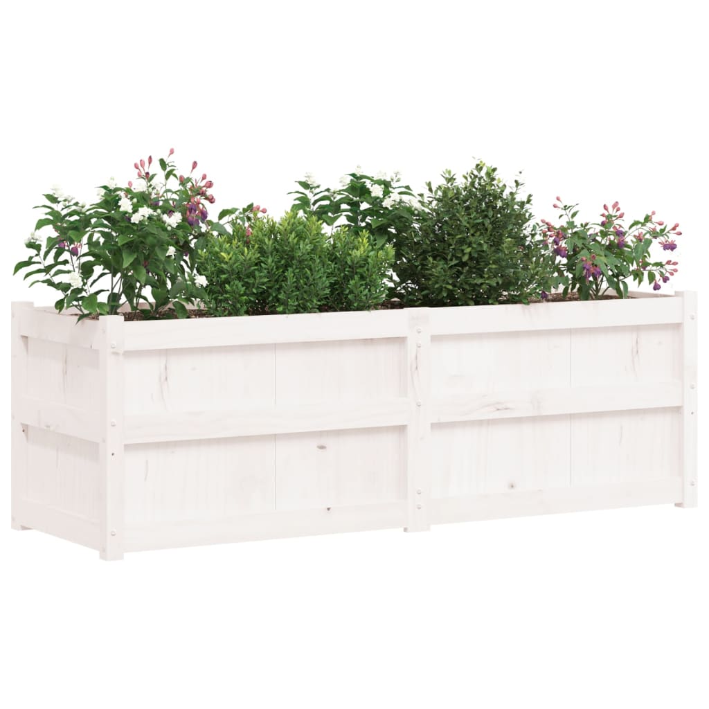 vidaXL Jardinieră de grădină, alb, 150x50x50 cm, lemn masiv de pin vidaXL Jardinieră de grădină, alb, 150x50x50 cm, lemn masiv de pin