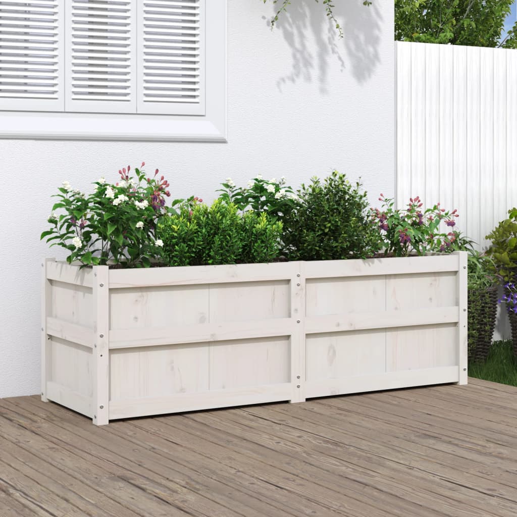 vidaXL Jardinieră de grădină, alb, 150x50x50 cm, lemn masiv de pin vidaXL Jardinieră de grădină, alb, 150x50x50 cm, lemn masiv de pin