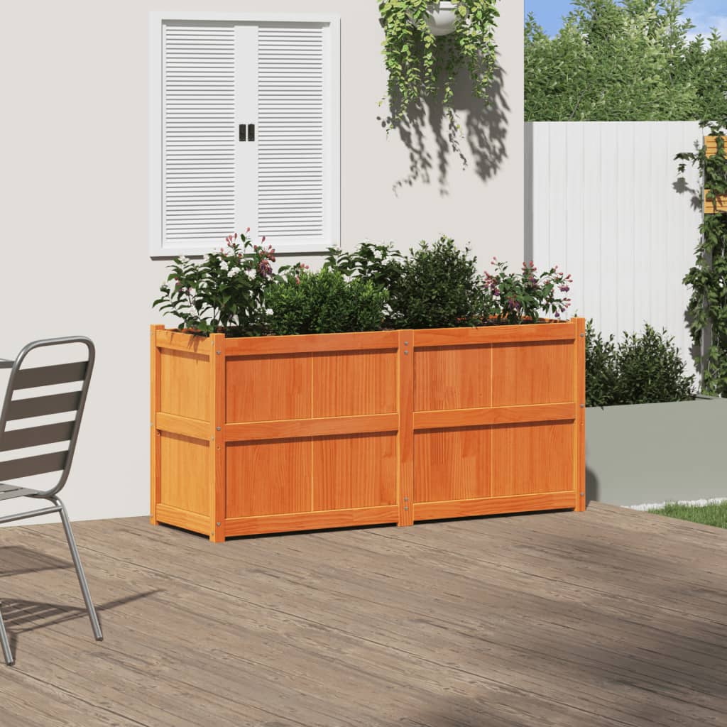 vidaXL Jardinieră de grădină, maro ceruit, 150x50x70cm, lemn masiv pin