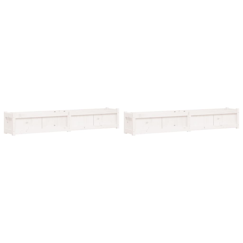 vidaXL Jardiniere de grădină, 2 buc., alb, lemn masiv de pin vidaXL Jardiniere de grădină, 2 buc., alb, lemn masiv de pin