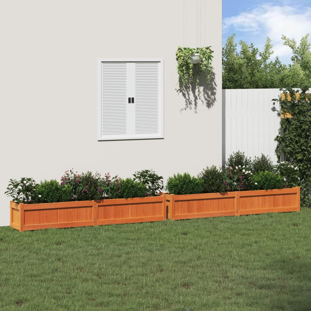 vidaXL Jardiniere de grădină, 2 buc., maro ceruit, lemn masiv de pin vidaXL Jardiniere de grădină, 2 buc., maro ceruit, lemn masiv de pin