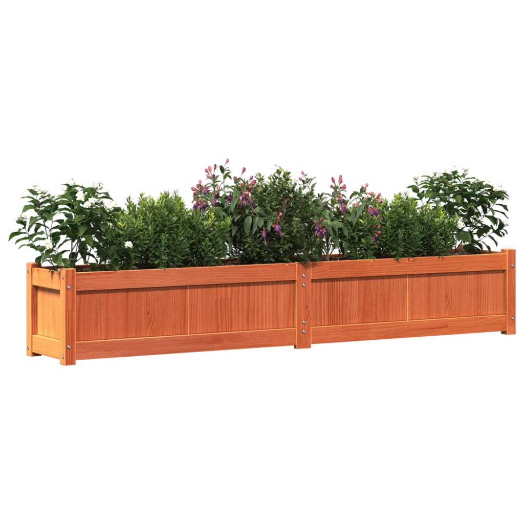 vidaXL Jardiniere de grădină, 2 buc., maro ceruit, lemn masiv de pin vidaXL Jardiniere de grădină, 2 buc., maro ceruit, lemn masiv de pin