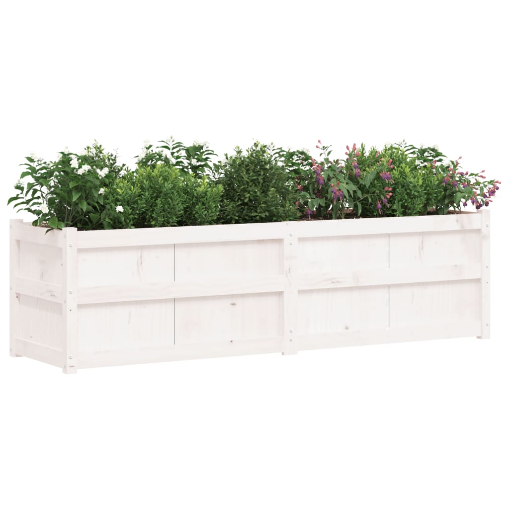 vidaXL Jardinieră de grădină, alb, 180x50x50 cm, lemn masiv de pin vidaXL Jardinieră de grădină, alb, 180x50x50 cm, lemn masiv de pin
