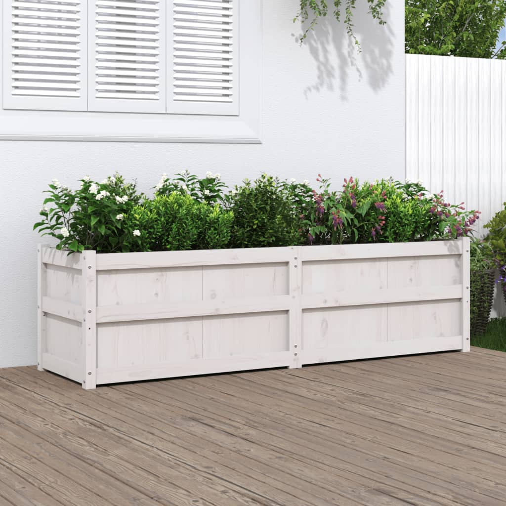 vidaXL Jardinieră de grădină, alb, 180x50x50 cm, lemn masiv de pin vidaXL Jardinieră de grădină, alb, 180x50x50 cm, lemn masiv de pin