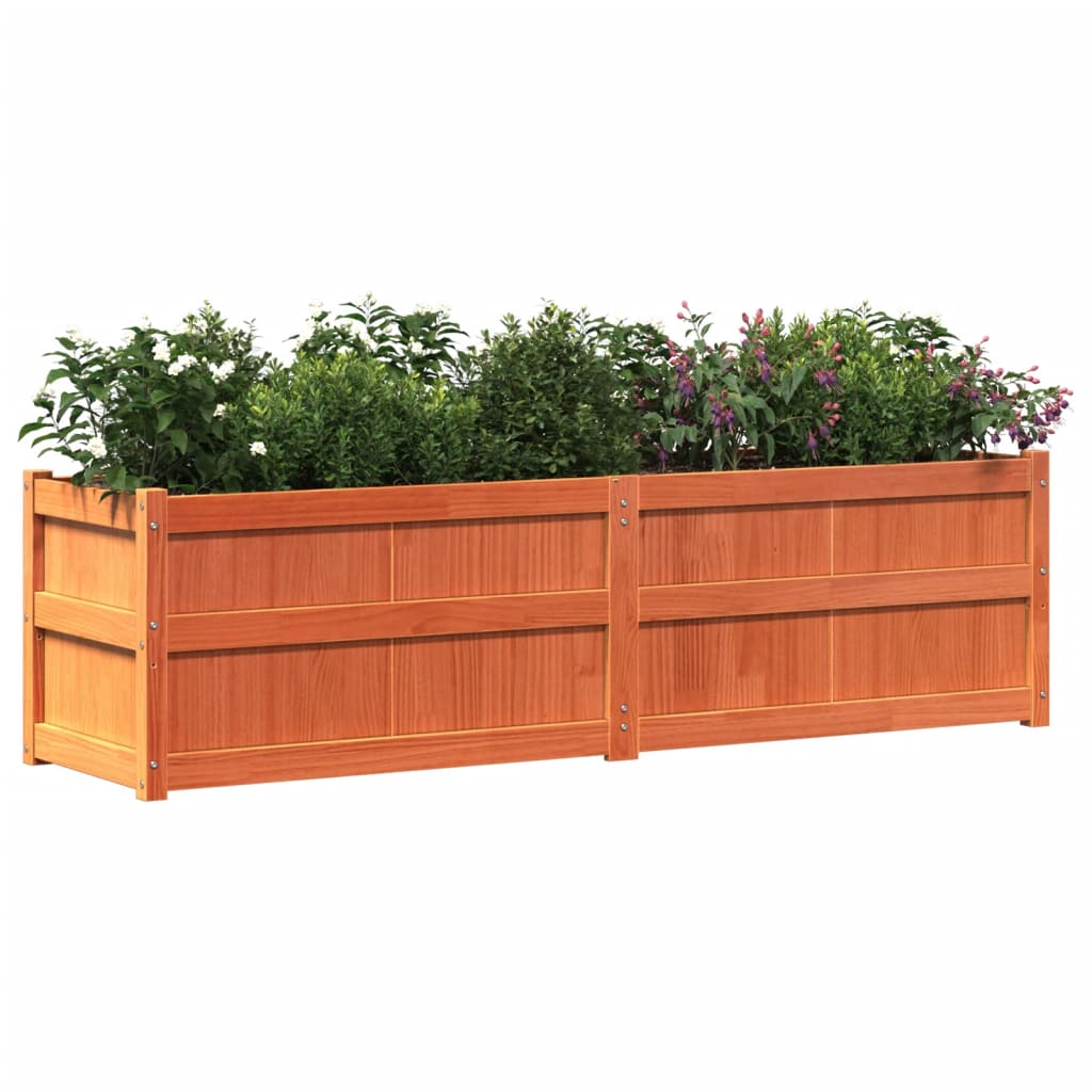 vidaXL Jardinieră de grădină, maro ceruit, 180x50x50 cm lemn masiv pin
