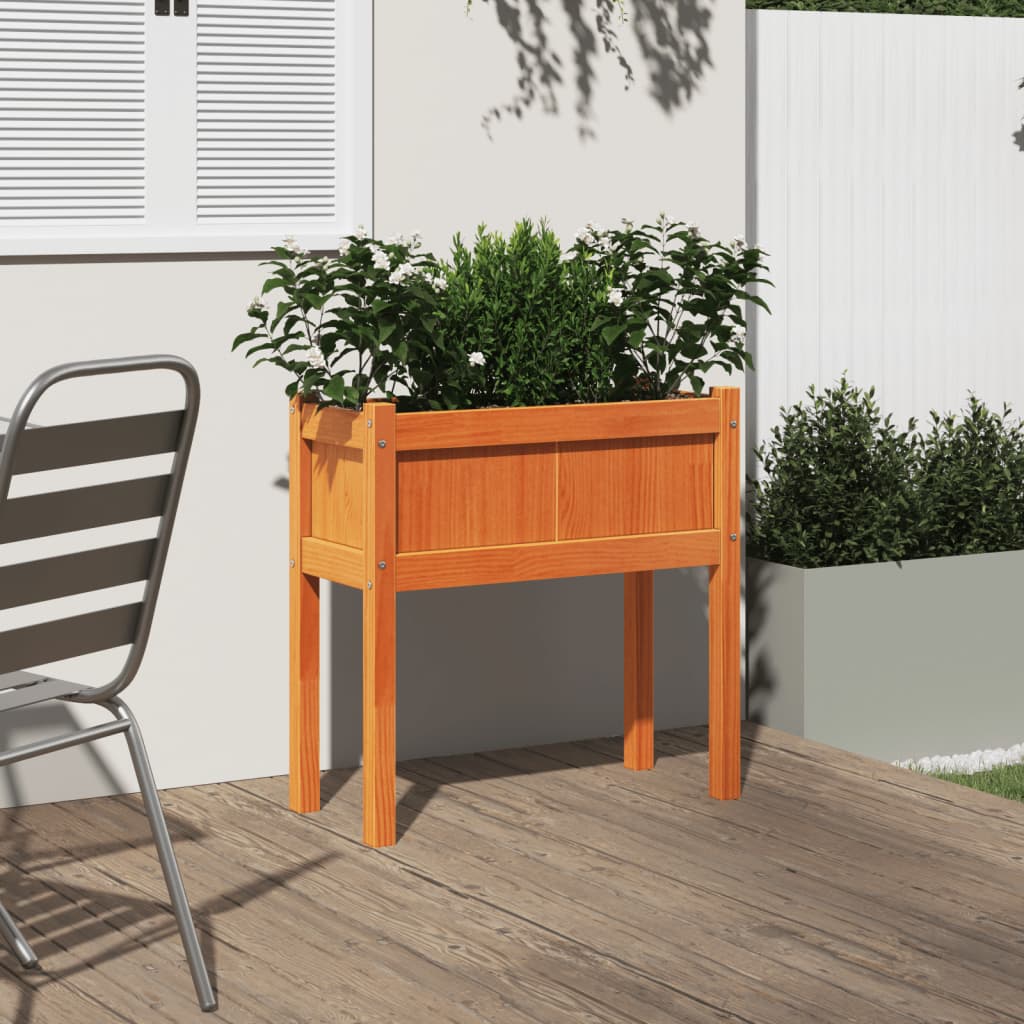 vidaXL Jardinieră grădină cu picioare maro ceruit 70x31x70 cm lemn pin vidaXL Jardinieră grădină cu picioare maro ceruit 70x31x70 cm lemn pin