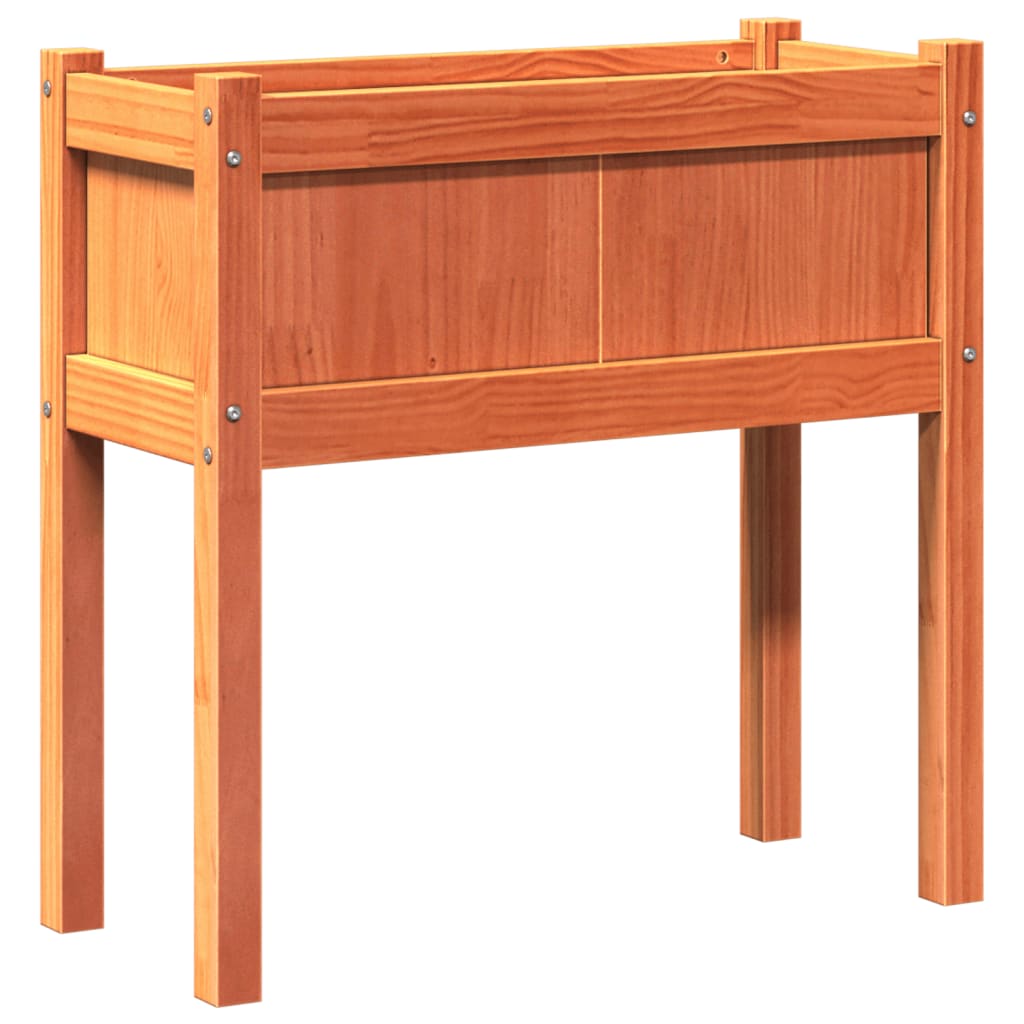 vidaXL Jardinieră grădină cu picioare maro ceruit 70x31x70 cm lemn pin vidaXL Jardinieră grădină cu picioare maro ceruit 70x31x70 cm lemn pin