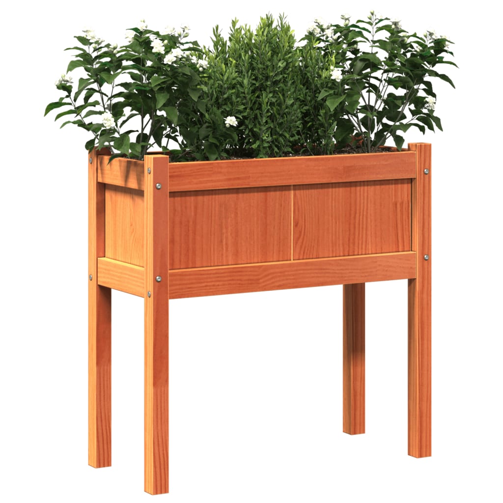 vidaXL Jardiniere grădină cu picioare, 2 buc., maro ceruit, lemn pin vidaXL Jardiniere grădină cu picioare, 2 buc., maro ceruit, lemn pin