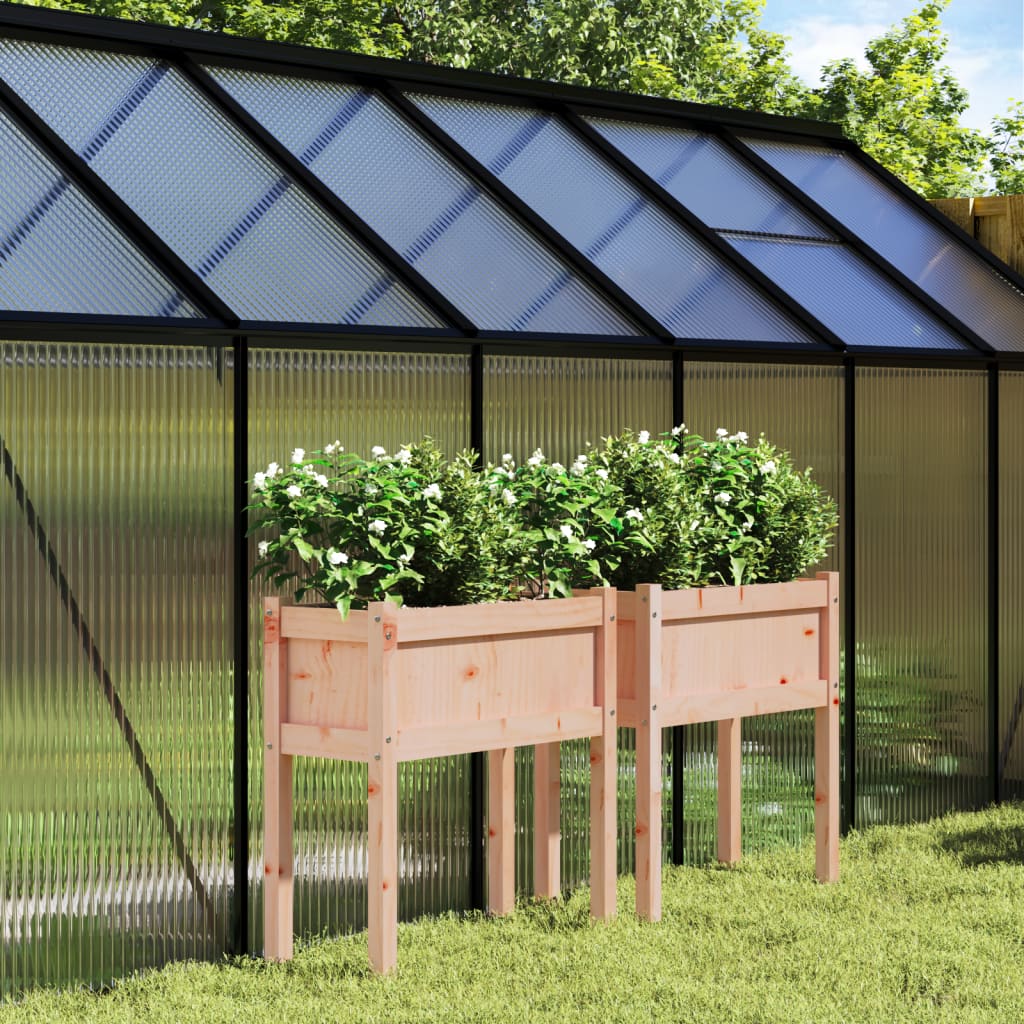 vidaXL Jardiniere de grădină cu picioare, 2 buc., lemn masiv douglas vidaXL Jardiniere de grădină cu picioare, 2 buc., lemn masiv douglas