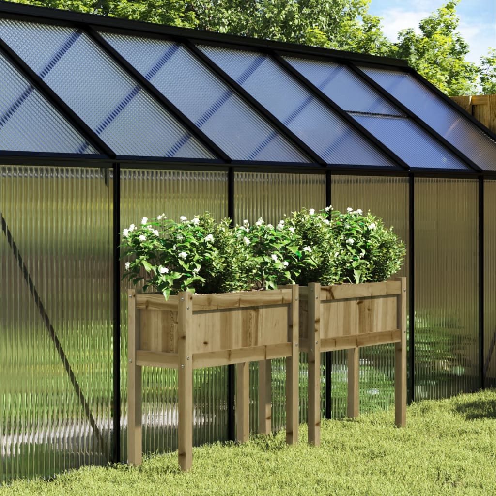 vidaXL Jardiniere de gradina cu picioare 2 buc. lemn de pin impregnat vidaXL Jardiniere de gradina cu picioare 2 buc. lemn de pin impregnat