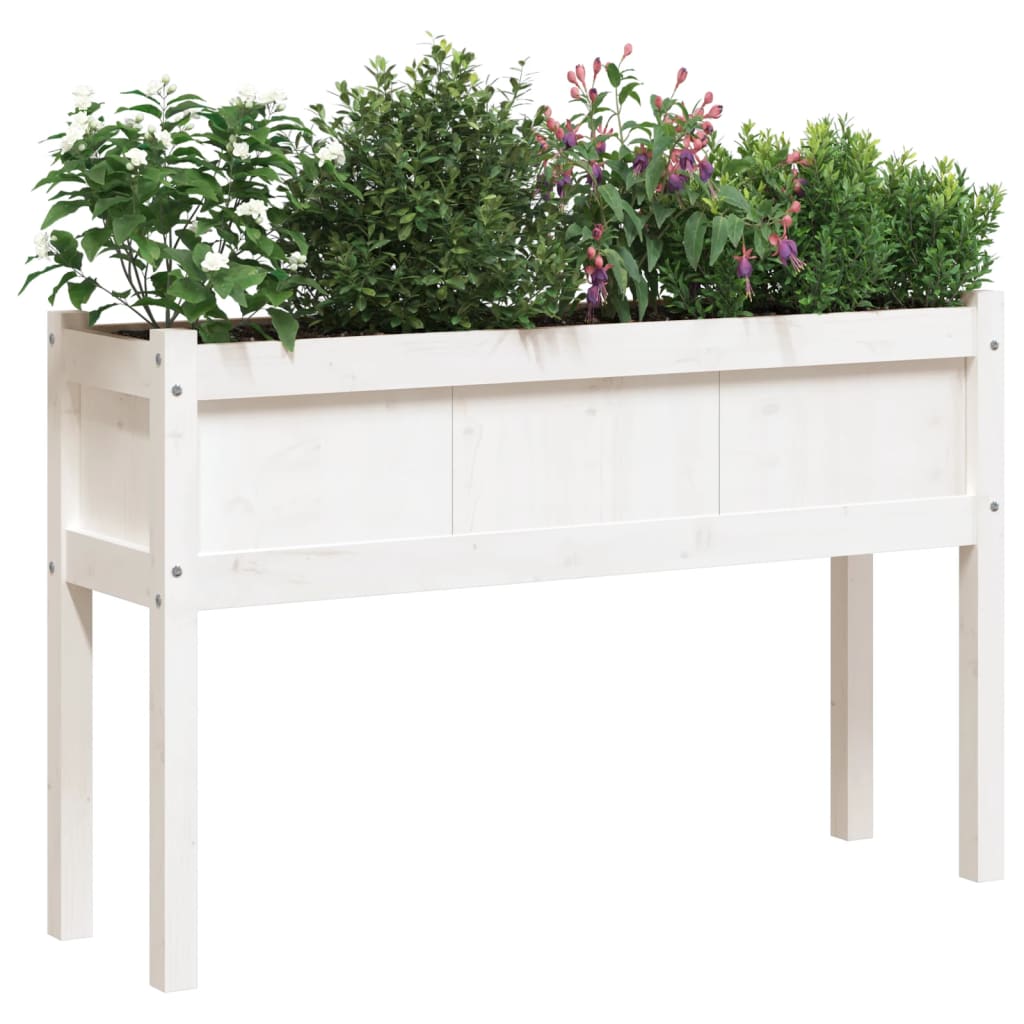 vidaXL Jardiniere de grădină cu picioare 2 buc. alb lemn masiv de pin