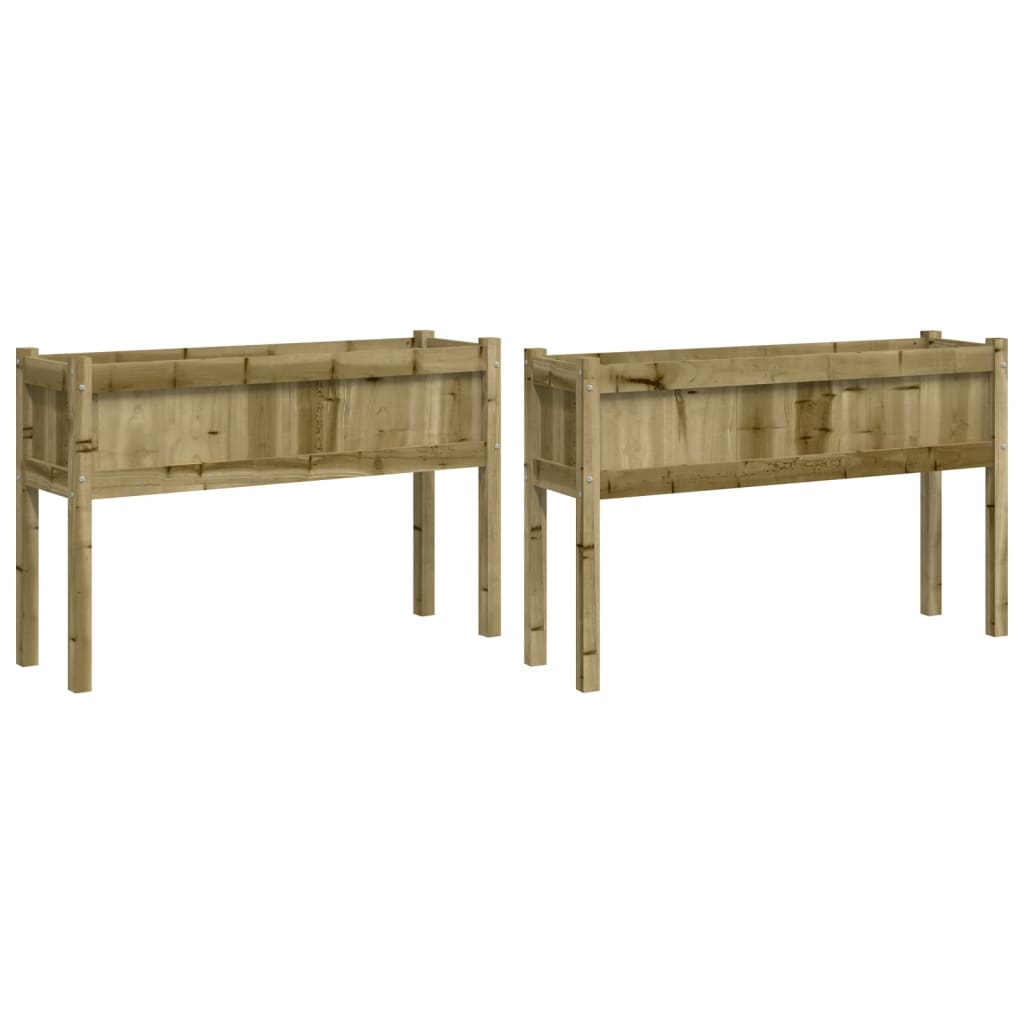 vidaXL Jardiniere de gradina cu picioare 2 buc. lemn de pin impregnat vidaXL Jardiniere de gradina cu picioare 2 buc. lemn de pin impregnat