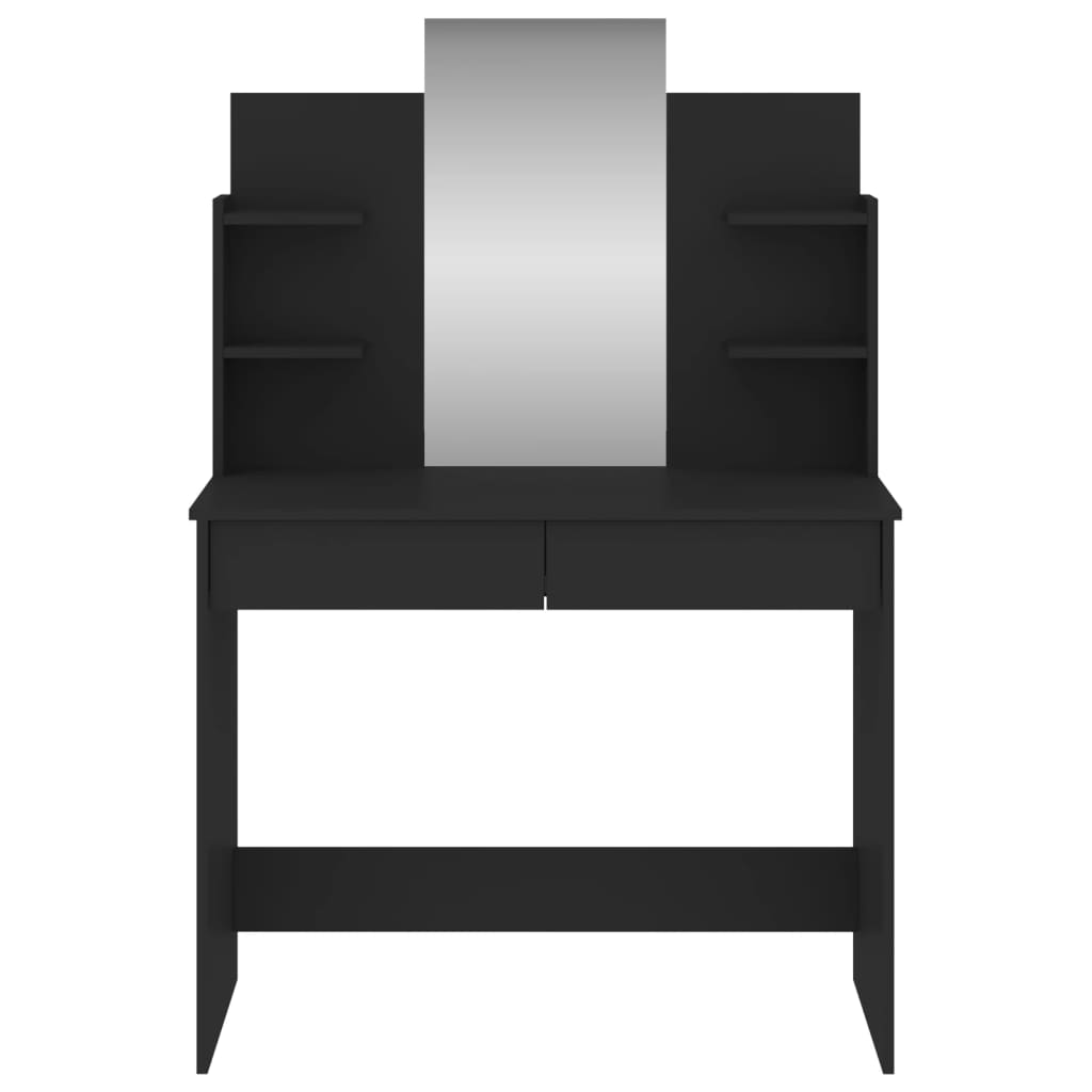 vidaXL Masă de toaletă cu oglindă, negru, 96x39x142 cm