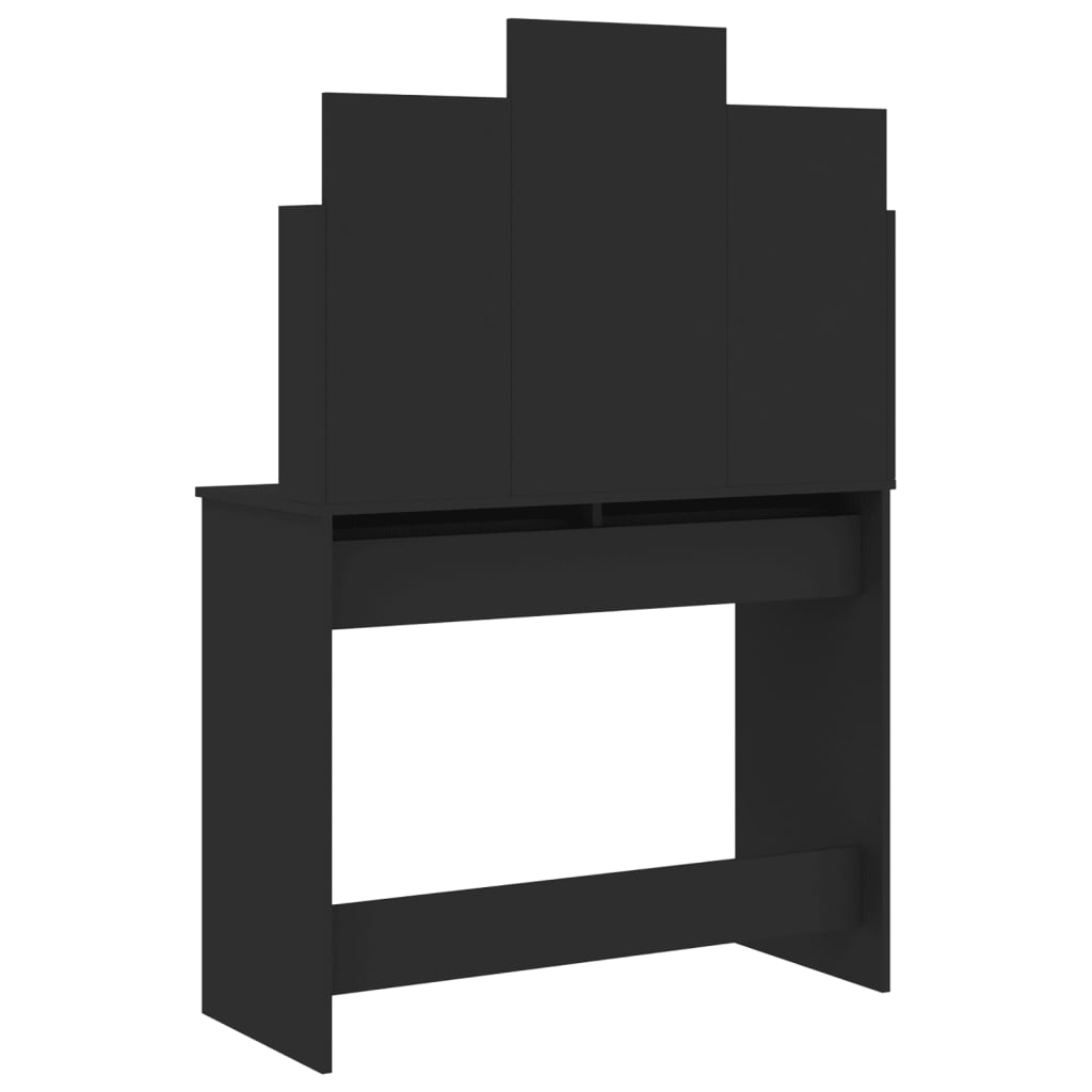 vidaXL Masă de toaletă cu oglindă, negru, 96x39x142 cm