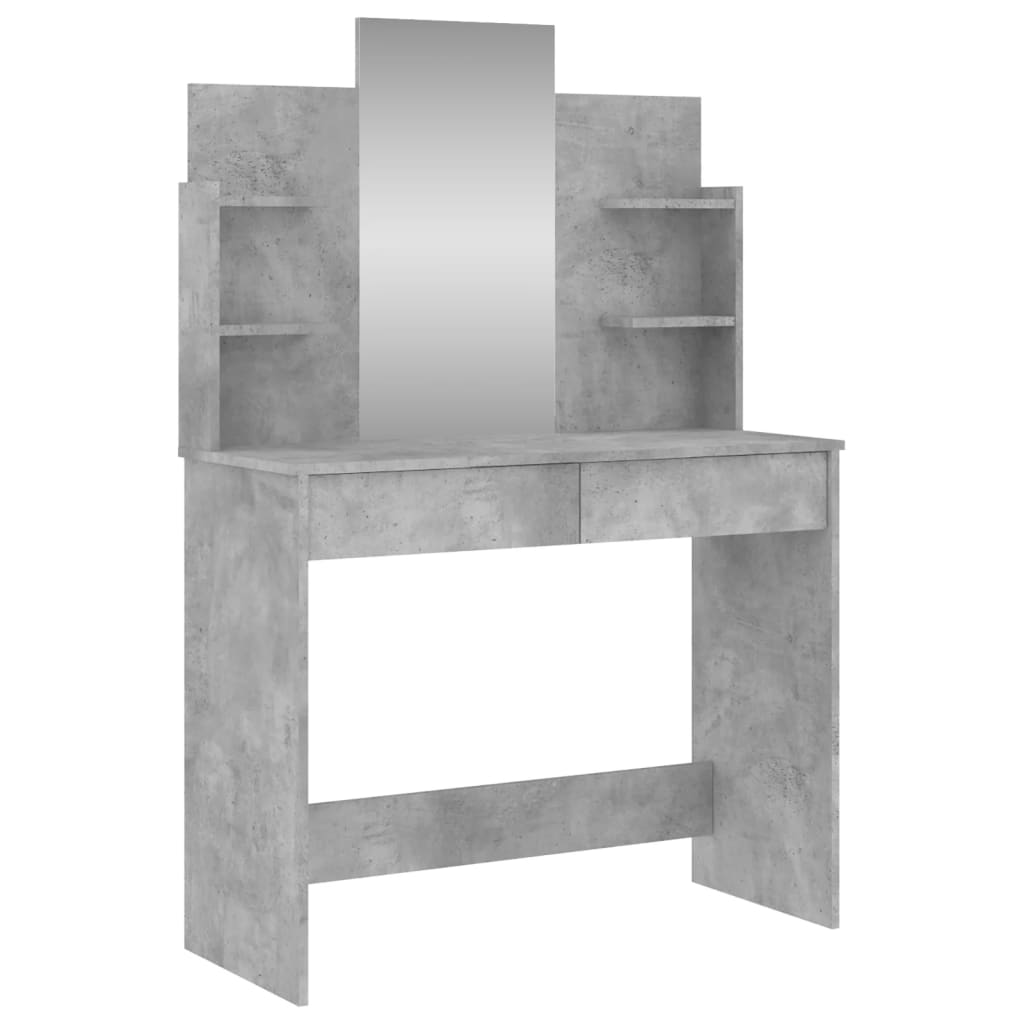 vidaXL Masă de toaletă cu oglindă, gri beton, 96x39x142 cm