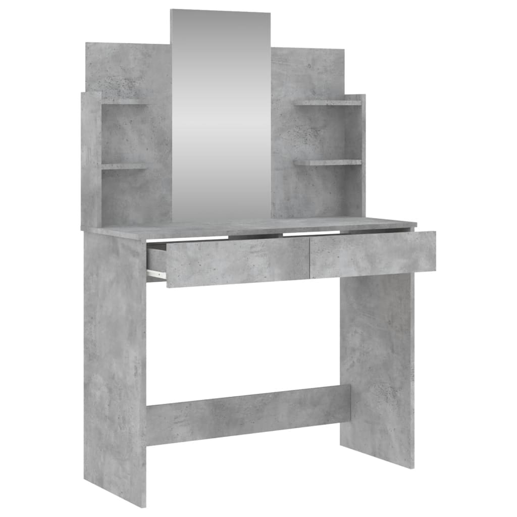 vidaXL Masă de toaletă cu oglindă, gri beton, 96x39x142 cm