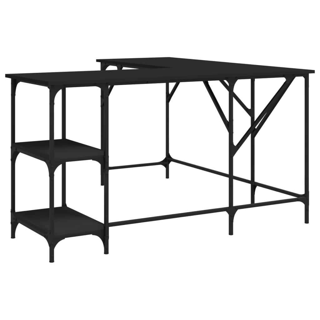 vidaXL Birou, negru, 139x139x75 cm, lemn prelucrat
