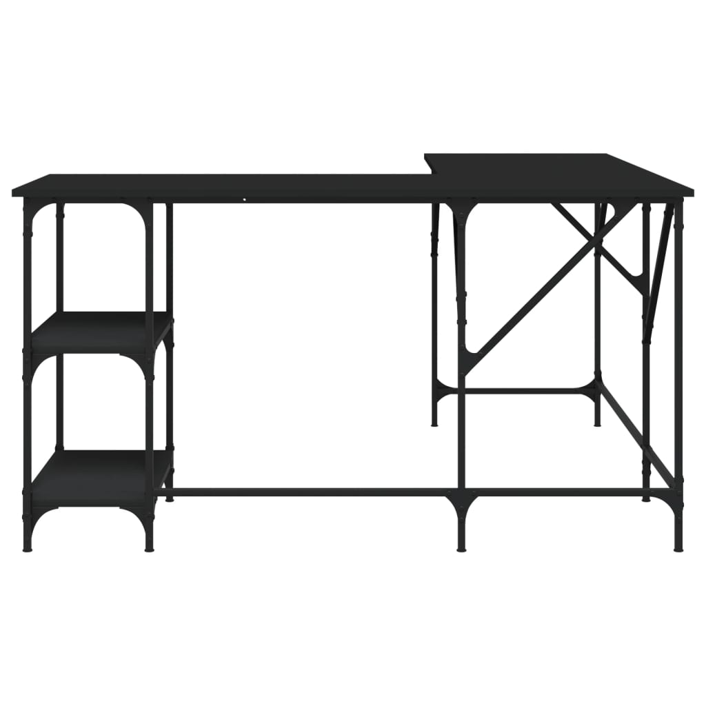 vidaXL Birou, negru, 139x139x75 cm, lemn prelucrat