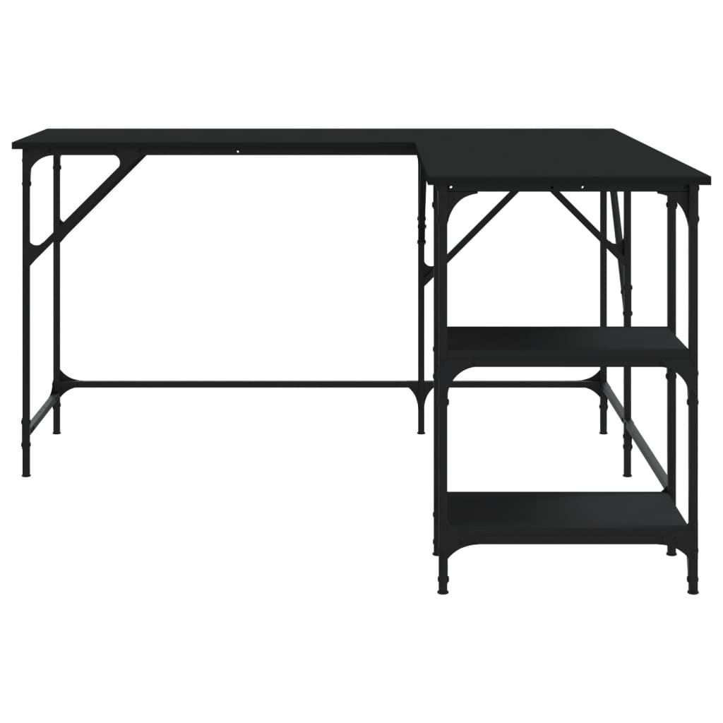 vidaXL Birou, negru, 139x139x75 cm, lemn prelucrat