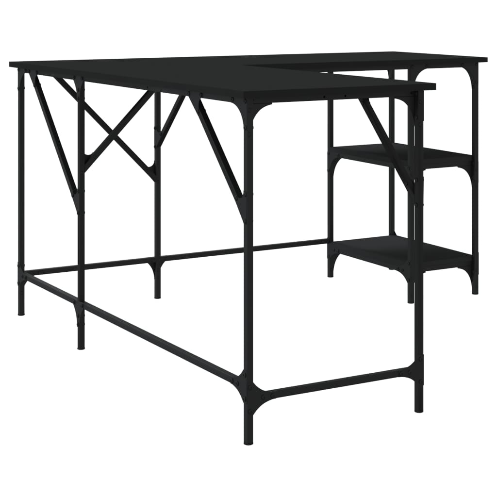 vidaXL Birou, negru, 139x139x75 cm, lemn prelucrat