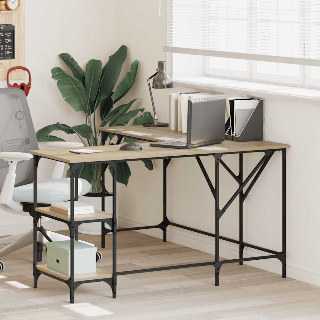 vidaXL Birou, stejar sonoma, 139x139x75 cm, lemn prelucrat