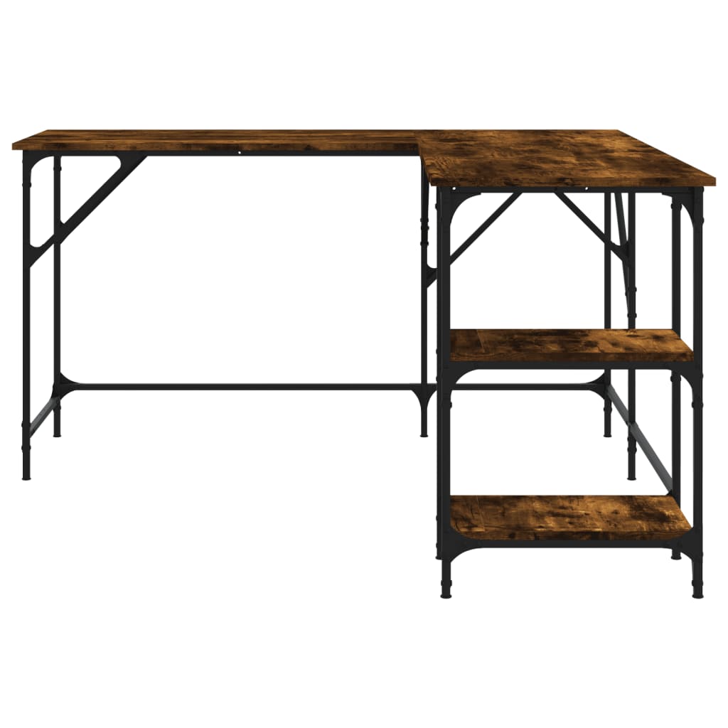 vidaXL Birou, stejar afumat, 139x139x75 cm, lemn prelucrat