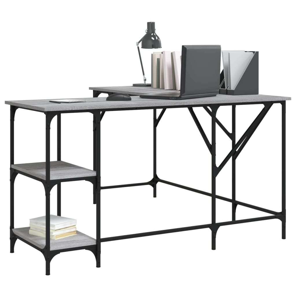 vidaXL Birou, gri sonoma, 139x139x75 cm, lemn prelucrat