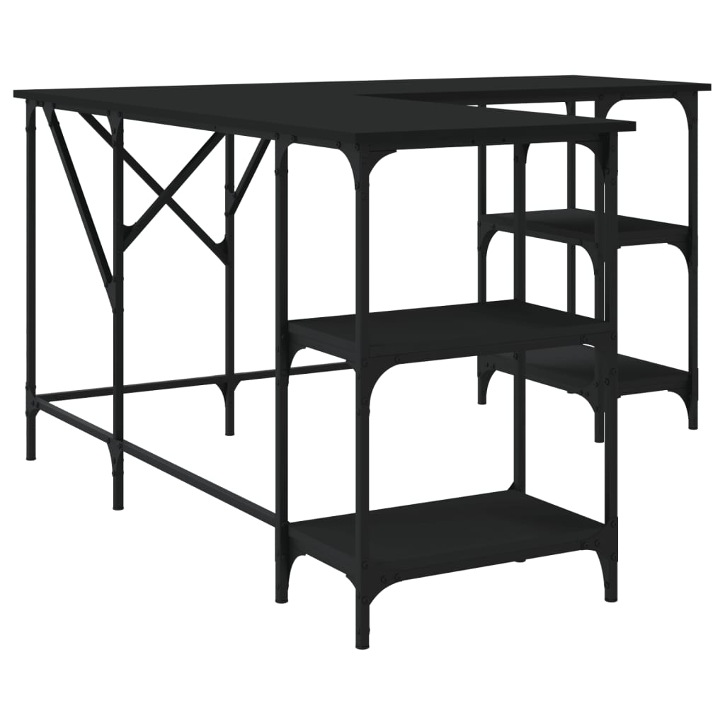 vidaXL Birou, negru, 139x139x75 cm, lemn prelucrat