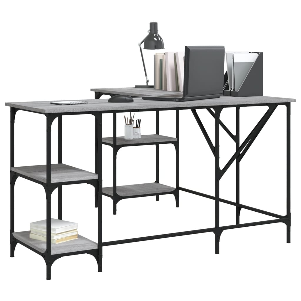 vidaXL Birou, gri sonoma, 139x139x75 cm, lemn prelucrat