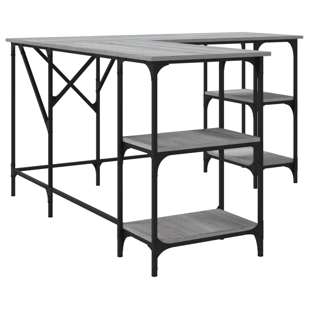 vidaXL Birou, gri sonoma, 139x139x75 cm, lemn prelucrat
