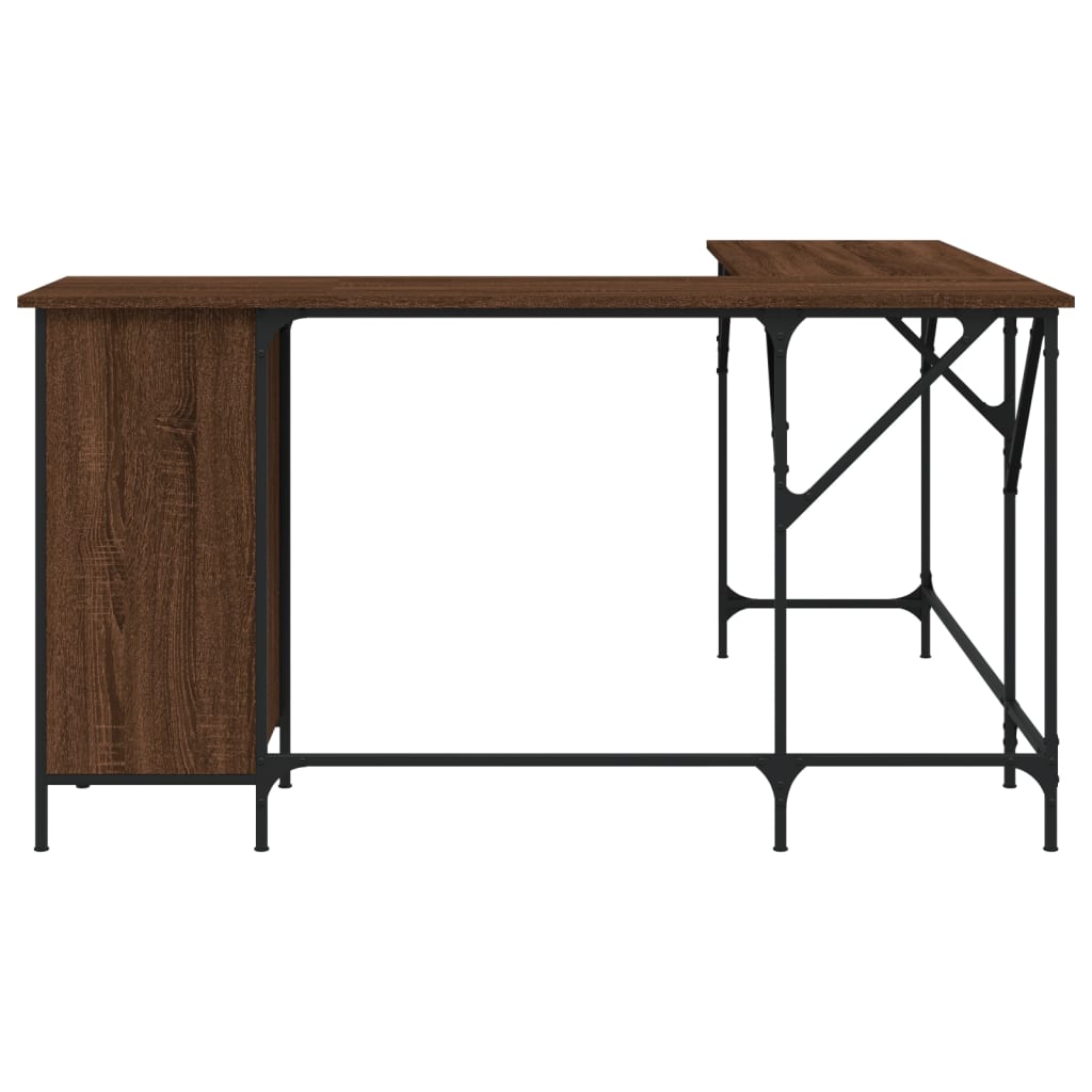vidaXL Birou, stejar maro, 141x141x75 cm, lemn prelucrat
