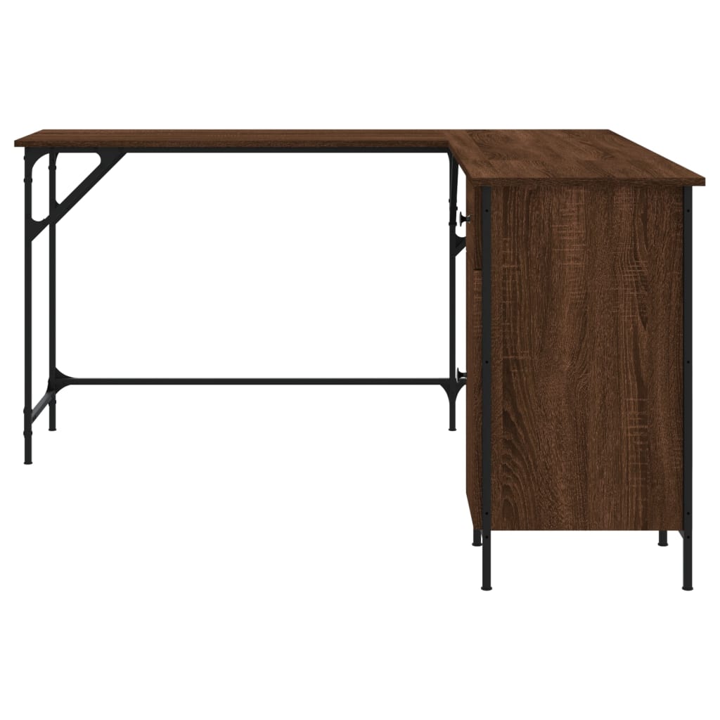 vidaXL Birou, stejar maro, 141x141x75 cm, lemn prelucrat