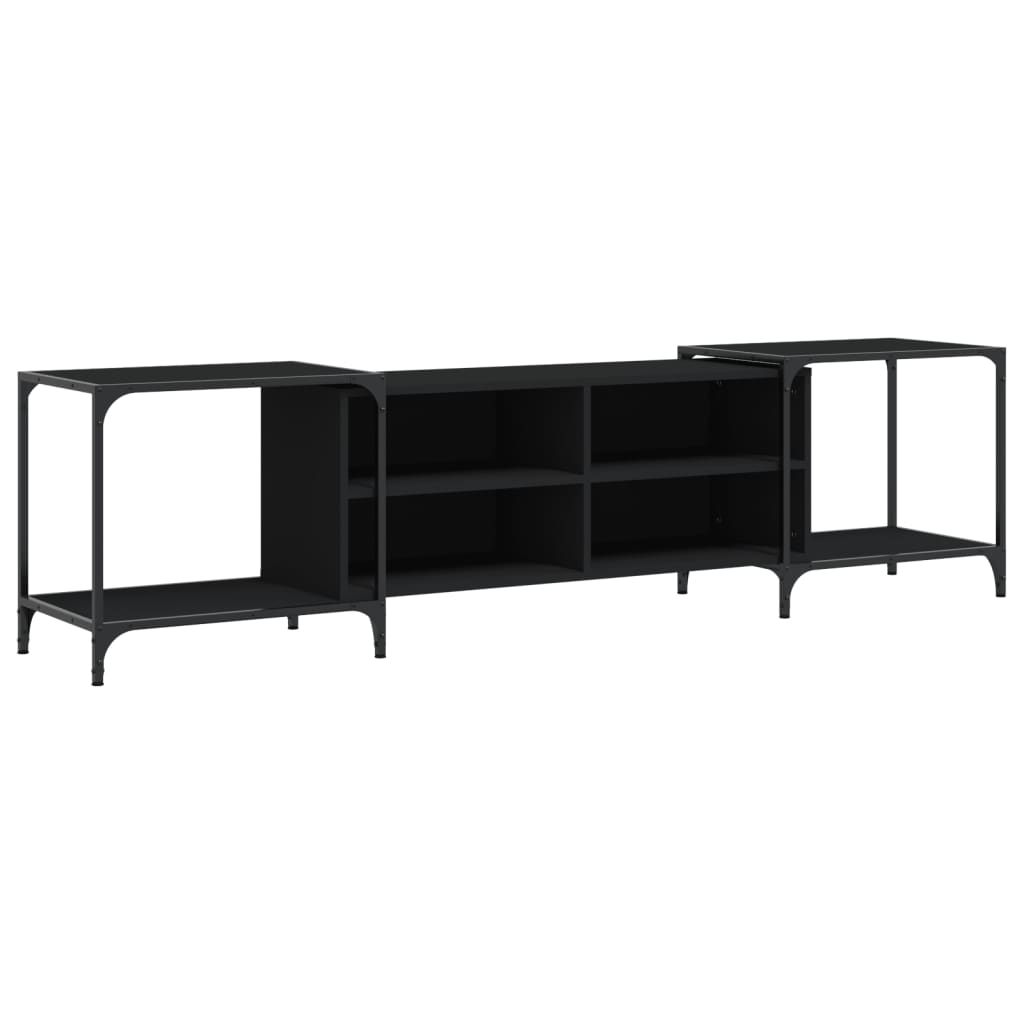 vidaXL Comodă TV, negru, 203x37x50 cm, lemn prelucrat