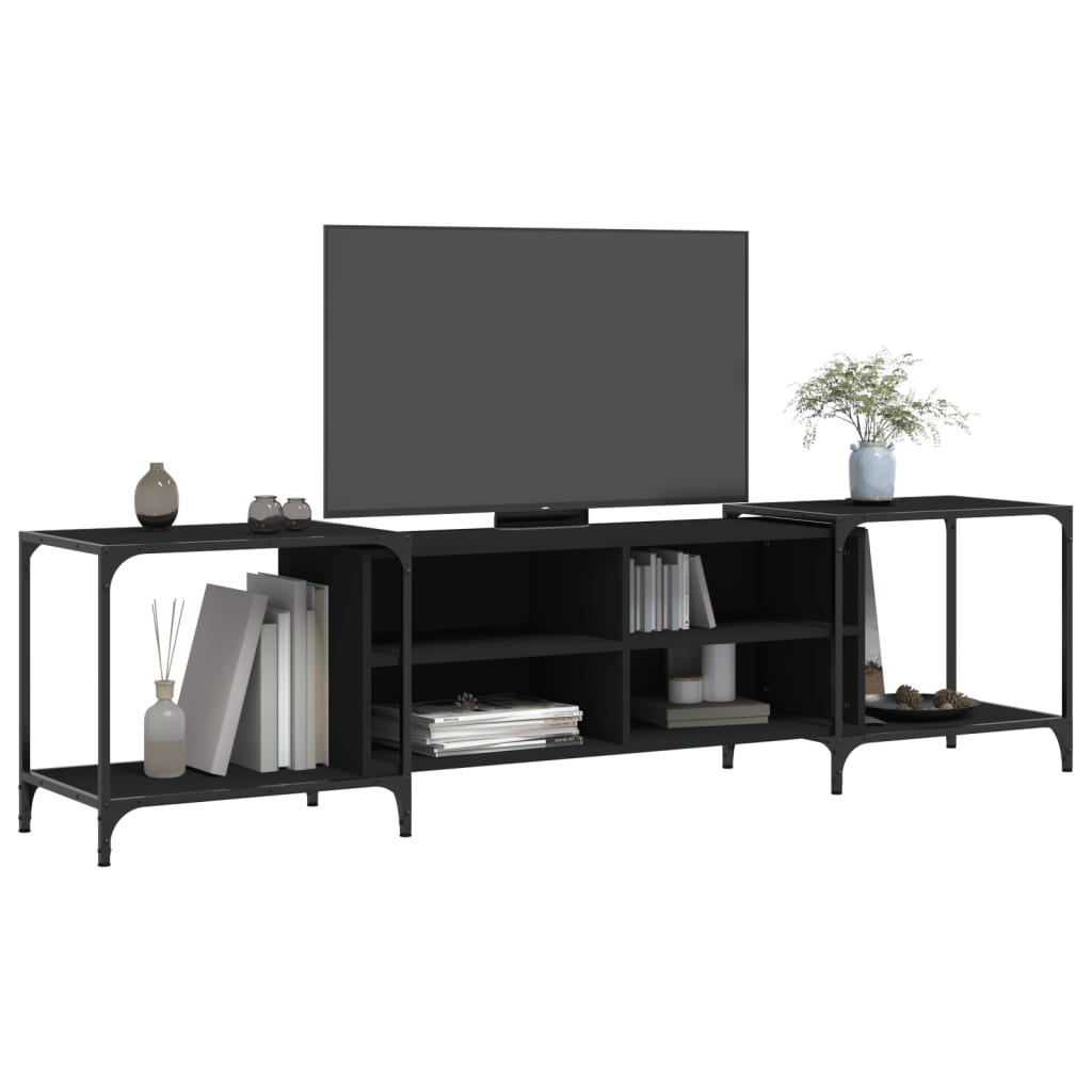 vidaXL Comodă TV, negru, 203x37x50 cm, lemn prelucrat