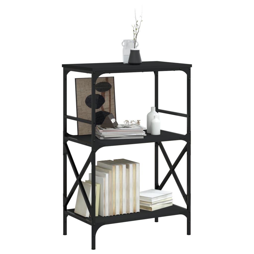 vidaXL Bibliotecă cu 3 niveluri, negru, 59x35x90,5 cm lemn compozit vidaXL Bibliotecă cu 3 niveluri, negru, 59x35x90,5 cm lemn compozit