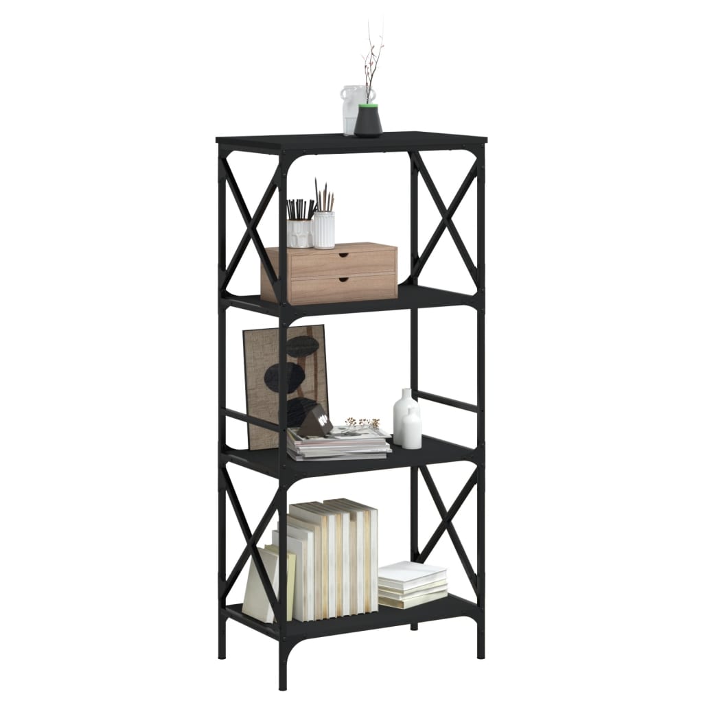 vidaXL Bibliotecă cu 4 niveluri, negru, 59x35x132 cm, lemn prelucrat vidaXL Bibliotecă cu 4 niveluri, negru, 59x35x132 cm, lemn prelucrat