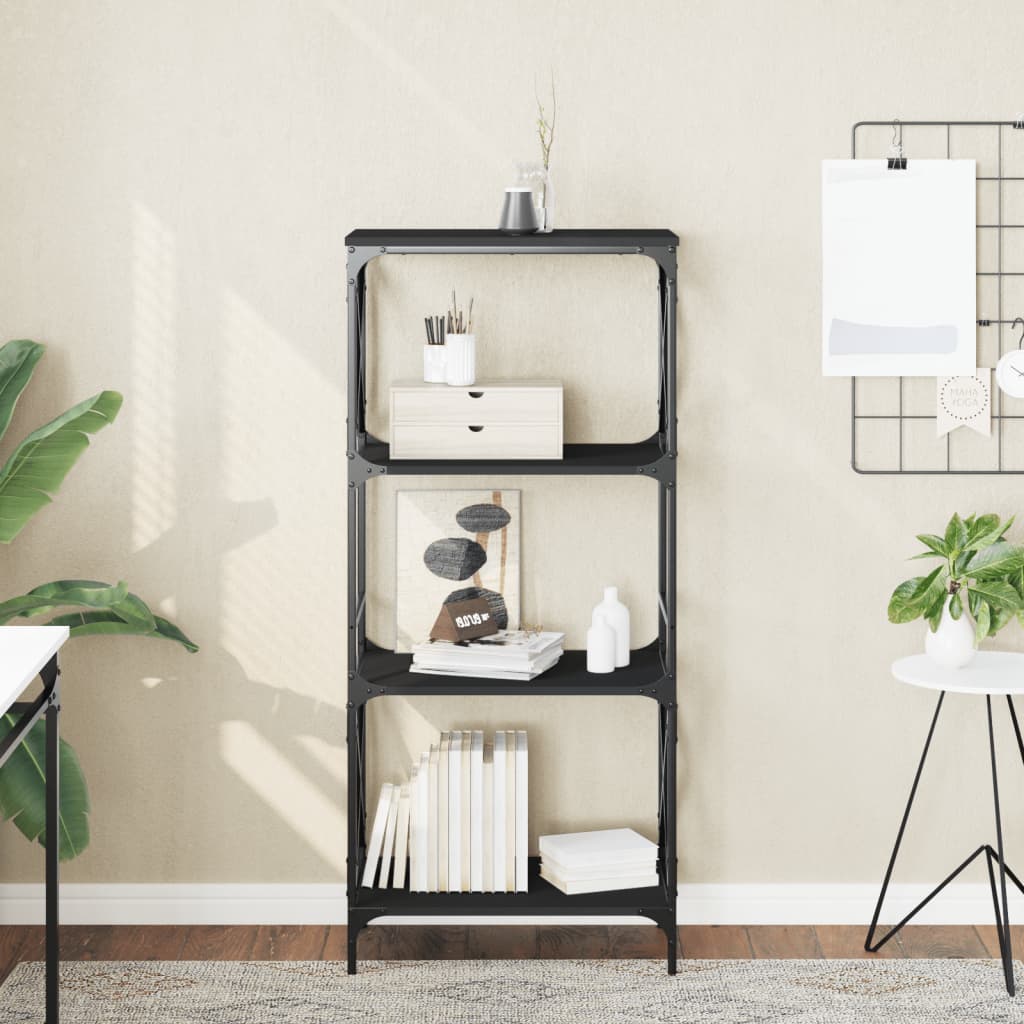 vidaXL Bibliotecă cu 4 niveluri, negru, 59x35x132 cm, lemn prelucrat vidaXL Bibliotecă cu 4 niveluri, negru, 59x35x132 cm, lemn prelucrat