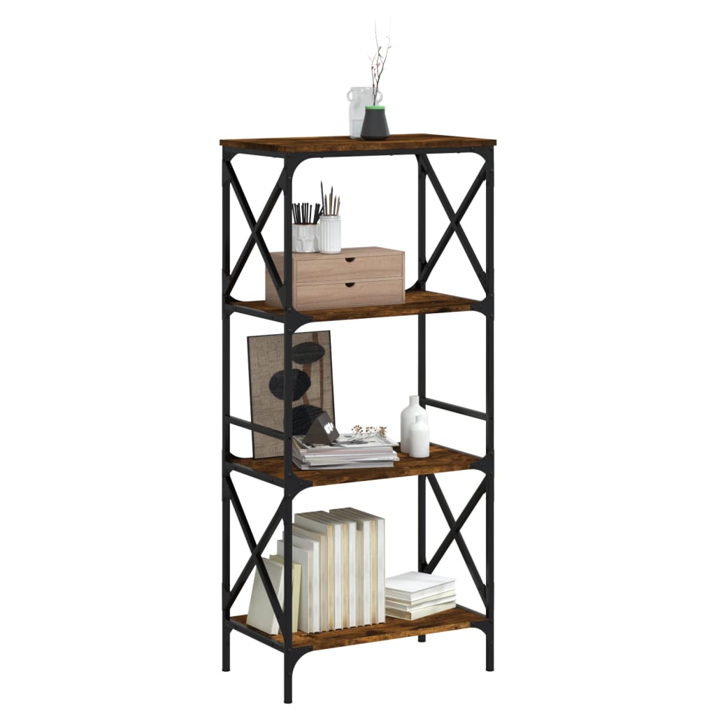 vidaXL Bibliotecă 4 niveluri stejar afumat 59x35x132 cm lemn prelucrat vidaXL Bibliotecă 4 niveluri stejar afumat 59x35x132 cm lemn prelucrat
