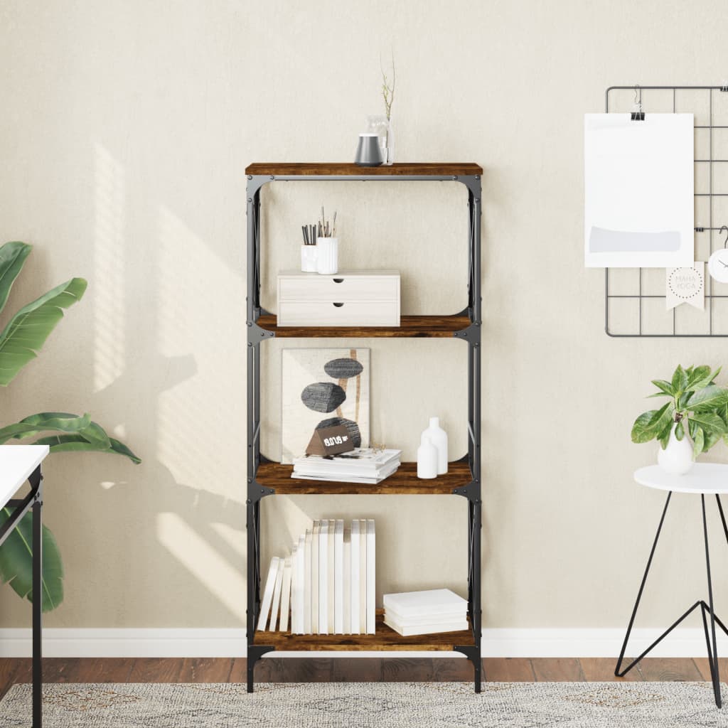 vidaXL Bibliotecă 4 niveluri stejar afumat 59x35x132 cm lemn prelucrat vidaXL Bibliotecă 4 niveluri stejar afumat 59x35x132 cm lemn prelucrat