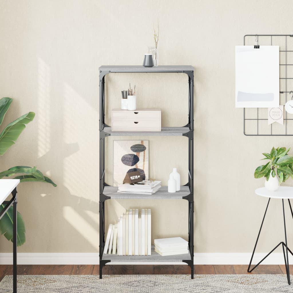 vidaXL Bibliotecă cu 4 niveluri gri sonoma 59x35x132 cm lemn prelucrat vidaXL Bibliotecă cu 4 niveluri gri sonoma 59x35x132 cm lemn prelucrat