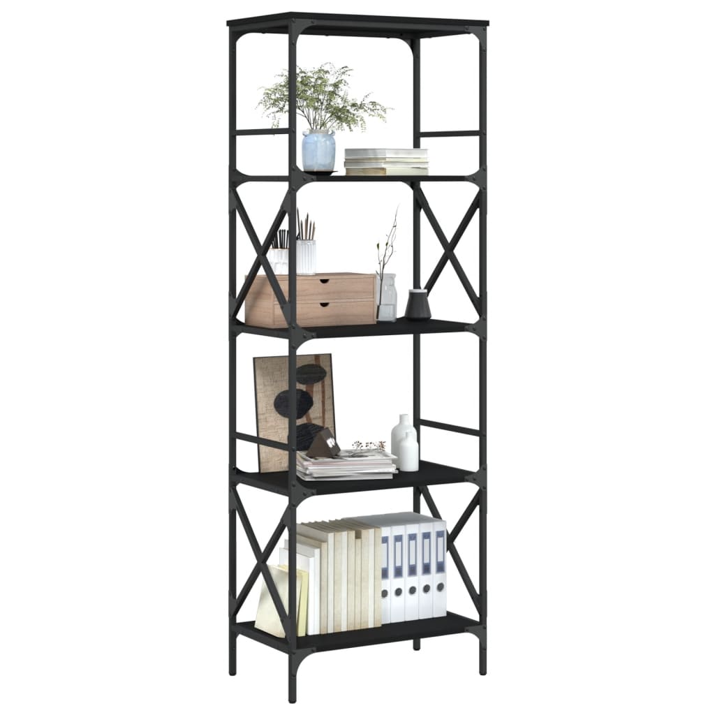 vidaXL Bibliotecă cu 5 niveluri, negru, 59x35x171 cm, lemn prelucrat vidaXL Bibliotecă cu 5 niveluri, negru, 59x35x171 cm, lemn prelucrat