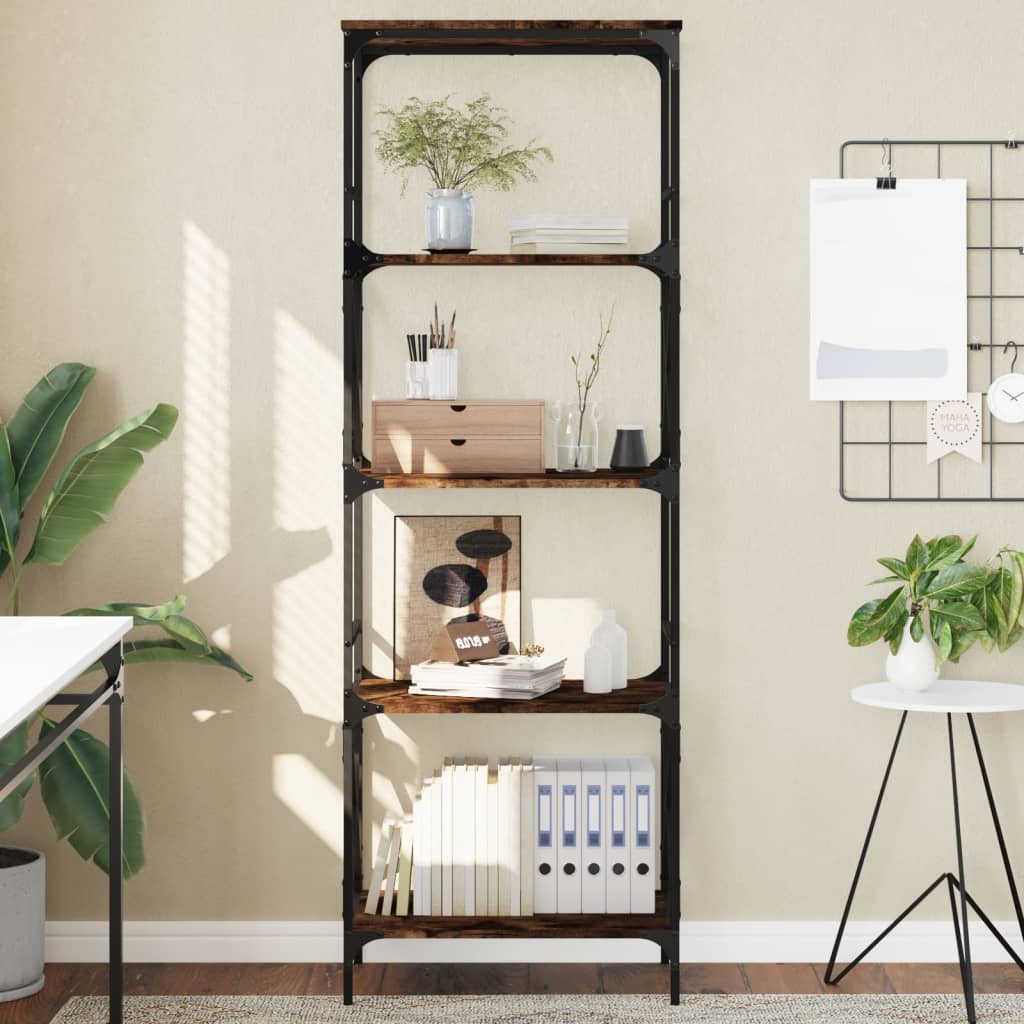 vidaXL Bibliotecă cu 5 niveluri, stejar fumuriu, 59x35x171 cm, lemn vidaXL Bibliotecă cu 5 niveluri, stejar fumuriu, 59x35x171 cm, lemn