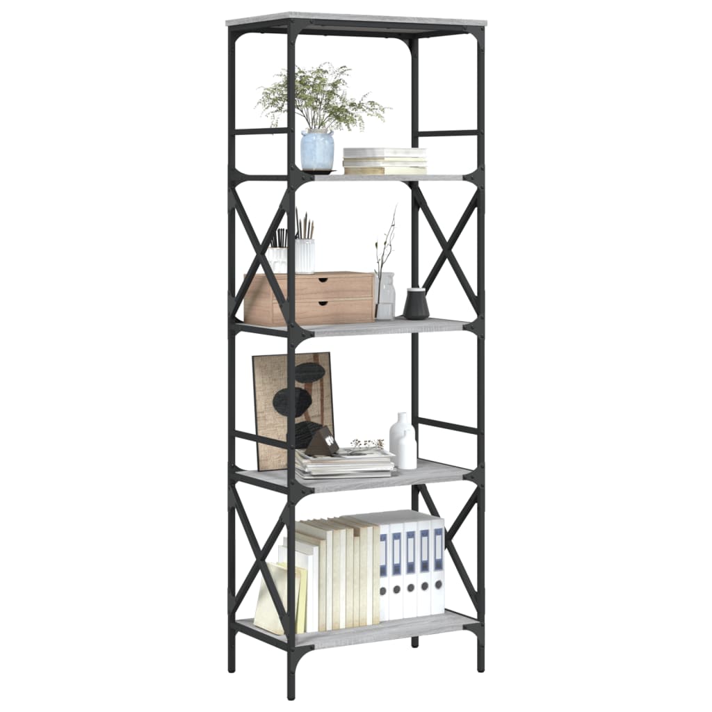 vidaXL Bibliotecă cu 5 niveluri gri sonoma 59x35x171 cm lemn prelucrat vidaXL Bibliotecă cu 5 niveluri gri sonoma 59x35x171 cm lemn prelucrat