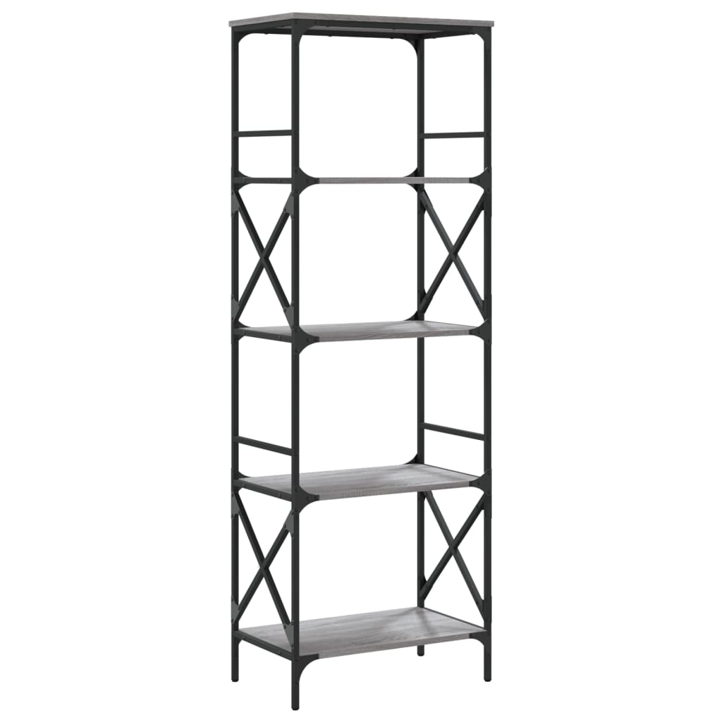 vidaXL Bibliotecă cu 5 niveluri gri sonoma 59x35x171 cm lemn prelucrat vidaXL Bibliotecă cu 5 niveluri gri sonoma 59x35x171 cm lemn prelucrat