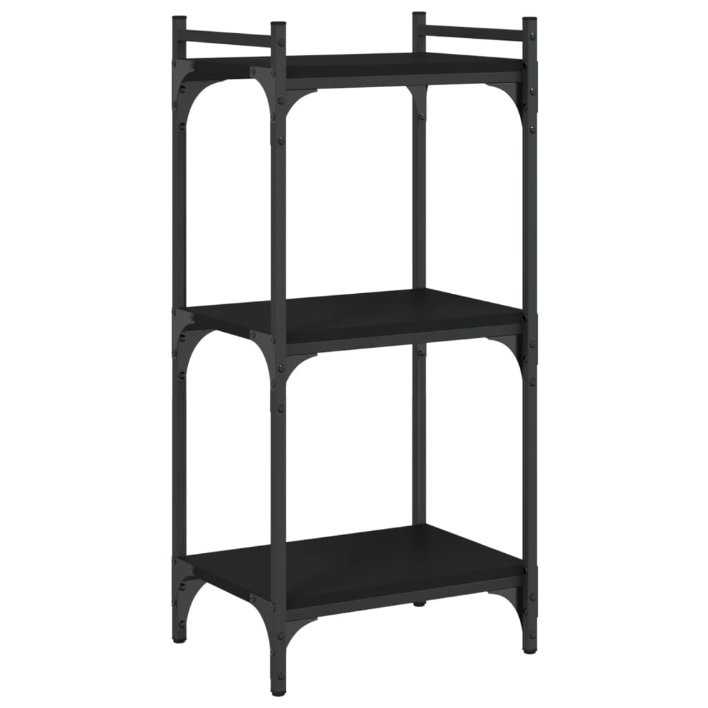 vidaXL Bibliotecă cu 3 niveluri, negru, 40x30x86 cm, lemn prelucrat vidaXL Bibliotecă cu 3 niveluri, negru, 40x30x86 cm, lemn prelucrat