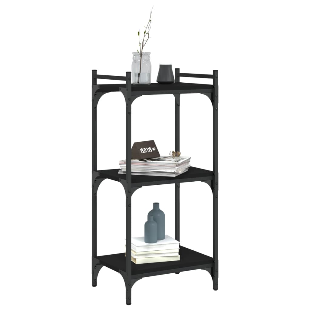 vidaXL Bibliotecă cu 3 niveluri, negru, 40x30x86 cm, lemn prelucrat vidaXL Bibliotecă cu 3 niveluri, negru, 40x30x86 cm, lemn prelucrat