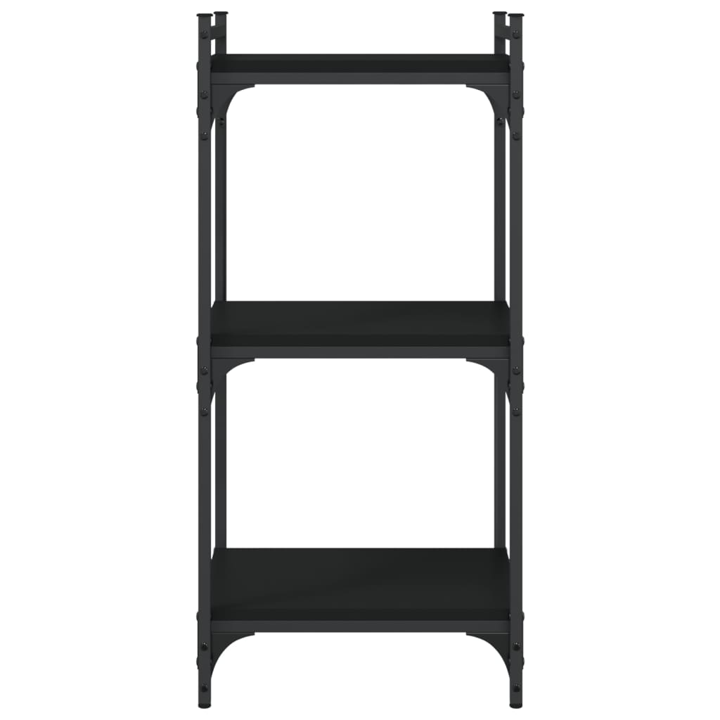 vidaXL Bibliotecă cu 3 niveluri, negru, 40x30x86 cm, lemn prelucrat vidaXL Bibliotecă cu 3 niveluri, negru, 40x30x86 cm, lemn prelucrat